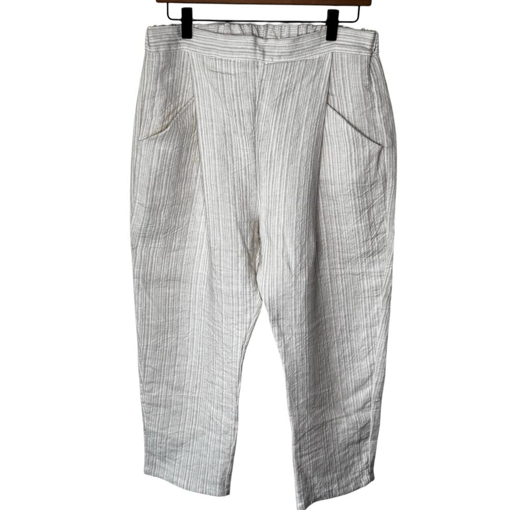 MOSKIDDOS 100% Linen Pull On Front Pleated Relaxed Fit Pants Size 1 S/M